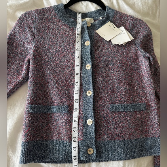NWT SANDRO Elleonore Violet Shimmer Button Front Cardigan Small - Picture 7 of 9